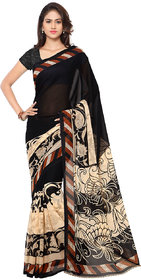 Kashvi Sarees Faux Georgette Black  Multi Colored Printed Saree With Blouse Piece (11341)