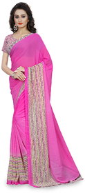 Kashvi Sarees Faux Georgette Pink  Multi Colored Printed Saree With Blouse Piece (11863)