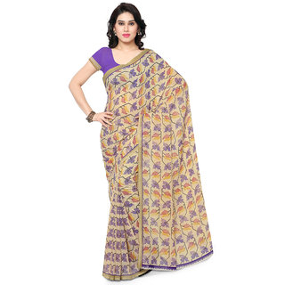 Kashvi Sarees Faux Georgette Purple  Multi Colored Printed Saree With Blouse Piece (11604)