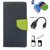 Wallet Style Flip Cover Case for Lenovo A6000 (BLUE)  + Nano Sim Adapter + Micro USB OTG Cable + Micro USB Charging Cable Combo Set