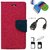 Wallet Style Flip Cover Case for  Micromax Canvas Juice 3 Q392 (PINK)  + Nano Sim Adapter + Micro USB OTG Cable + Micro USB Charging Cable Combo Set