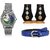 Arum Latest Combo Of Silver Peacock Watch With Fashion Crystal String Earrings  And Blue Belt	ALC-017