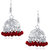 Spargz Embellished Red Bead Oxisidised Silver Long jhumka Earrings For Women AIER 656