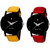 Golden Bell Men'S Yellow, Red  Black Round Genuine Leather Strap Wrist Watch (480Gb)