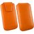 Emartbuy Sleek Range Orange Luxury PU Leather Slide in Pouch Case Cover Sleeve Holder ( Size LM2 ) With Magnetic Flap  Pull Tab Mechanism Suitable For Videocon Videocon Krypton V50fg