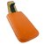 Emartbuy Sleek Range Orange Luxury PU Leather Slide in Pouch Case Cover Sleeve Holder ( Size LM2 ) With Luxury PUll Tab Mechanism Suitable For Micromax Bolt Q332