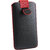 Emartbuy Black / Red Plain Premium PU Leather Slide in Pouch Case Cover Sleeve Holder ( Size 3XL ) With Pull Tab Mechanism Suitable For Sony Xperia SL