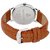 Golden Bell Men'S Brown  Black Round Genuine Leather Strap Wrist Watch (411Gb)