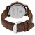 Golden Bell Men\'S Brown & Black Round Genuine Leather Strap Wrist Watch (271Gb)