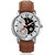 Golden Bell Men'S Brown  White Round Genuine Leather Strap Wrist Watch (345Gb)
