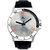 Golden Bell Men\'S Black & Silver Round Genuine Leather Strap Wrist Watch (458Gb)