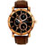 Golden Bell Men\'S Brown & Black Round Genuine Leather Strap Wrist Watch (271Gb)