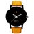 Golden Bell Men'S Yellow, Red  Black Round Genuine Leather Strap Wrist Watch (480Gb)