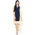 Shopeezo Daily Wear Navy Blue and Beige Color Cotton Stitched Kurti