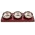 HMSTEELS Stainless steel wooden tray 40 cm in Red with 3 stainless steel Bowl set 11 cm