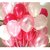Balloon Junction Metallic HD balloons tri-color White+ red + pink (pack of 51)