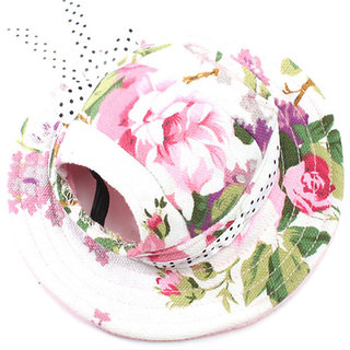 Magideal Pet Dog Cat Kitten Flower Princess Mesh Strap Hat Cap Sunbonnet Size M