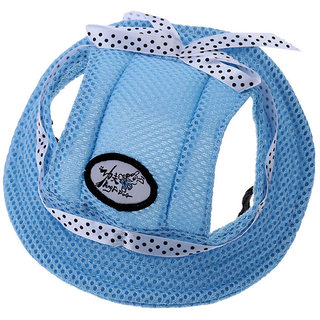 Magideal Pet Dog Cat Kitten Princess Mesh Strap Hat Cap Sunbonnet Size M - Blue