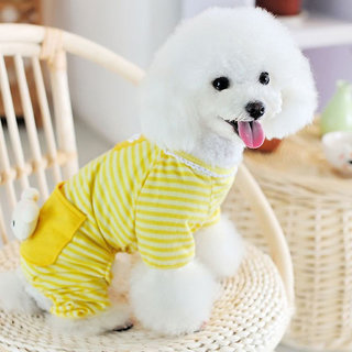 Magideal Pet Dog Cat Puppy Soft Striped Pajamas Jumpsuit Coat Clothes Apparel Ylw Xs