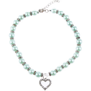 Magideal Pet Dog Cat Pearl Rhinestone Heart Pendant Necklace Collar Necktie Blue S