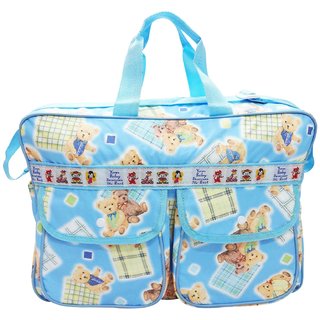 Wonderkids Blue Teddy Print Baby Diaper Bag