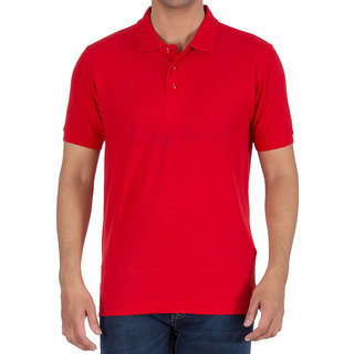 Buy Red Colour Plain Collar Polo T-Shirts Online @ ₹260 from ShopClues