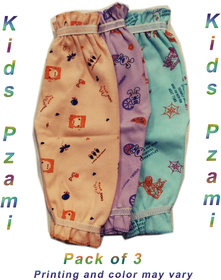 Multicolor Cotton Kids Pzami(Set of 3 pc)