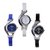 Black,White,purpal Round Dial Leather Strap Mechanical Womens Watch (Pack Of 3)