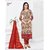 Shree Ganesh Pranjul Women's Unstitched Cotton Dress Material Cream/Red P318