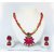 Terracotta -Lotus ganesha pendant with diamond shaped beads and jhumkas
