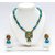 Terracotta-Goddess Pendant and Necklace with Blue Jhumkas
