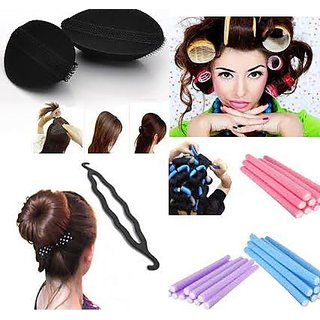 Homeoculture set of hair puff volumizer , velcro roller, 10 fem rods and Curler