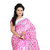 Fashionoma Pink & White Cotton Printed Saree With Blouse