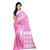 Fashionoma Pink & White Cotton Printed Saree With Blouse