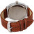 Oxcia Watch Round Dial Brown Leather Strap Men Quartz Watch