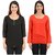 Women Stylish Designer Red n Black Georgette Tops With Inner Lining