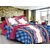 Lali Prints Blue Square Pattern Soft Cotton 1 Double Bedsheet with 2 Pillow Covers