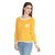 Hangup Yellow Solid Round Neck Long Sleeve Woollen Cardigan