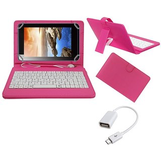 7inch Keyboard For Intex IBuddy IN-7DD01 Tablet - Pink With OTG Cable By Krishty Enterprises