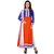 The Four Hundred Blue  Orange Color Georgette A lIne  Pleated UnStitched Dress Material (BR-2085)