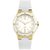 Womens Gold and white silicone watch with screw detailed bezel