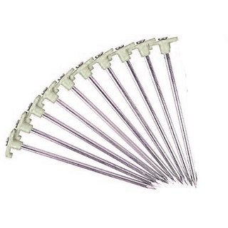 Set Of 10 Glow In The Dark Non-Rust Galvanized Steel Tent Peg Stakes,