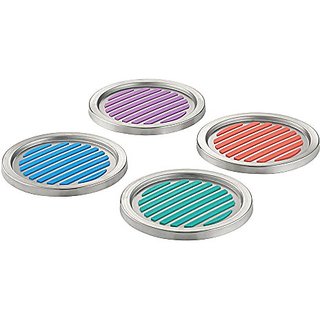 InterDesign Forma Colorful Stainless Steel Coasters, Set Of 4, Assorted