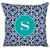 Whitney English Designer Lattice Square pillow with Single Initial, S, Multicolor