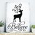 Believe Reindeer Christmas vinyl wall decal self adhesive sticker quote saying craft gift (Black)