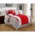 7 Pieces Luxury Red, Beige and White Quilted Comforter Set / Bed-in-a-bag King Size Bedding
