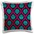 3dRose Hot Pink and Aqua Blue black Ornate Damask-Pillow Case, 16 by 16