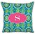 Whitney English Suzani Square pillow with Single Initial, L, Multicolor