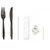 Daxwell Black Plastic Heavy Weight Cutlery Kit with Fork, Knife, Salt & Pepper, Toothpick, Straw and Napkin (Case of 250