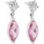 Jazz Jewellery Rhodium Plated Pink Cubic Zirconium Leaf Drop Earrings for Women and Girls